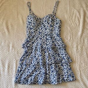 Blue and White Floral Tiered Sundress